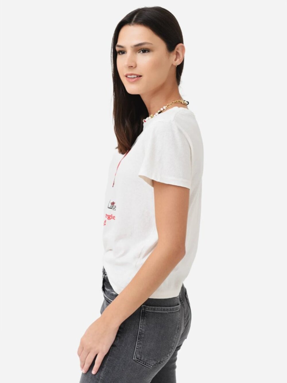 NWT Re/Done Snoopy Allergic to Mornings Lettering Print Classic Short Sleeve TEE - Picture 7 of 9
